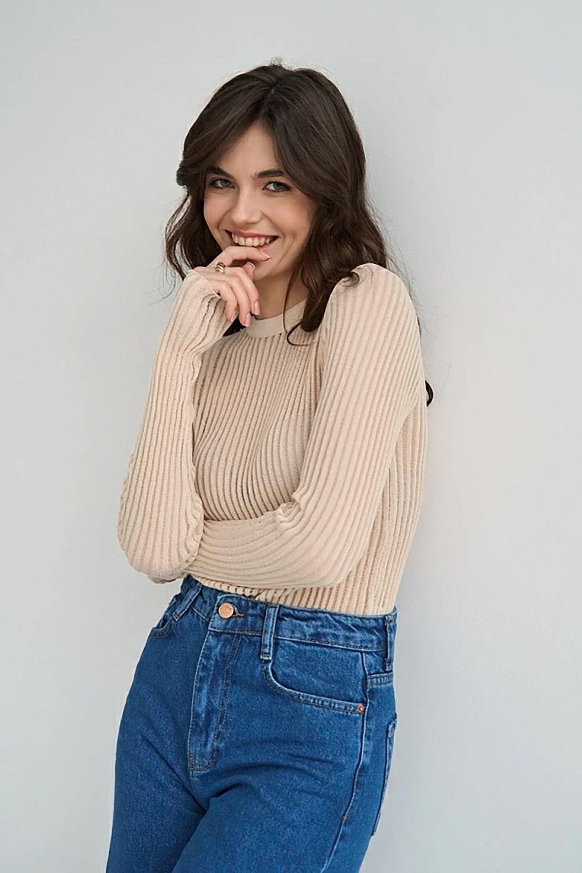 Ribbed Openwork Crew Neck Knit Sweater 7