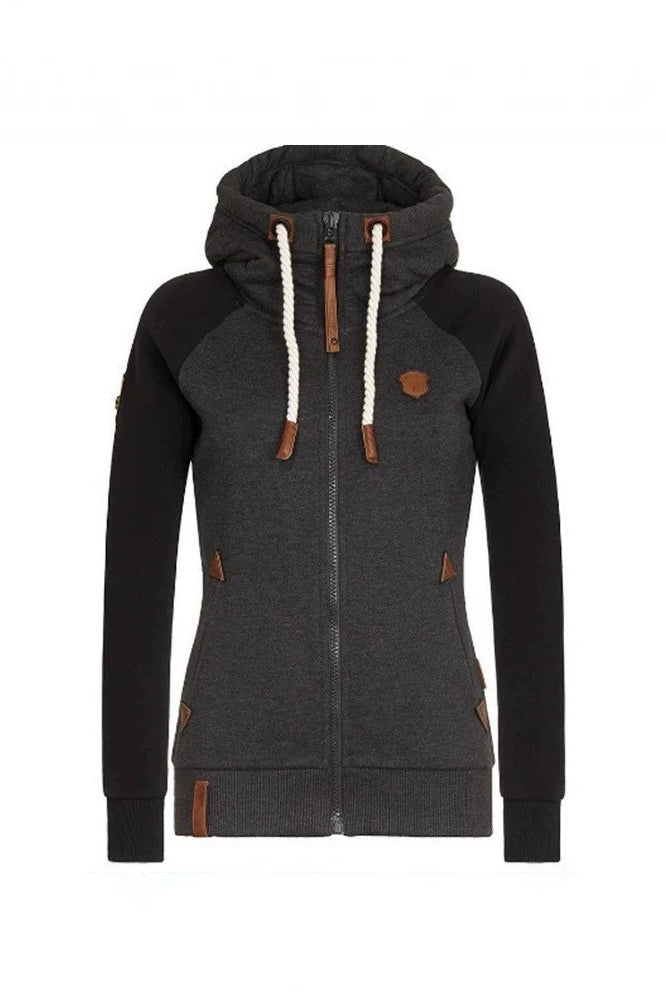 Leather Patch Zip Hoodie 3