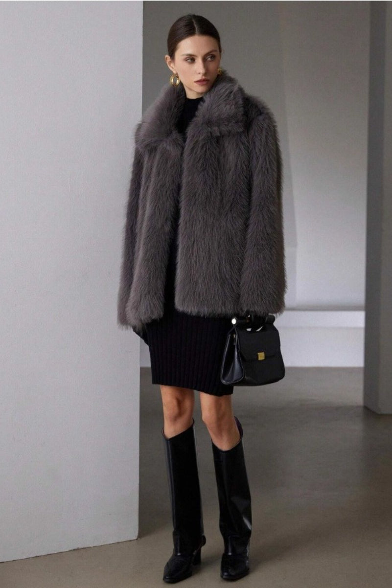 Luxe Solid Faux Fur Winter Coat - Fashionpara