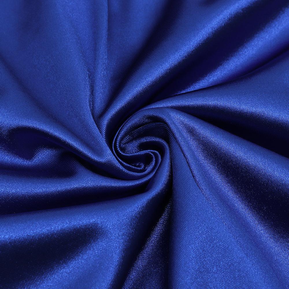 Satin Cowl Neck Ruched Slit Midi Dress
