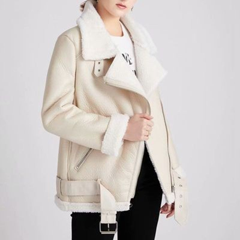 Amy Fashion - New Faux Leather Double Sided Coat - Fashionpara