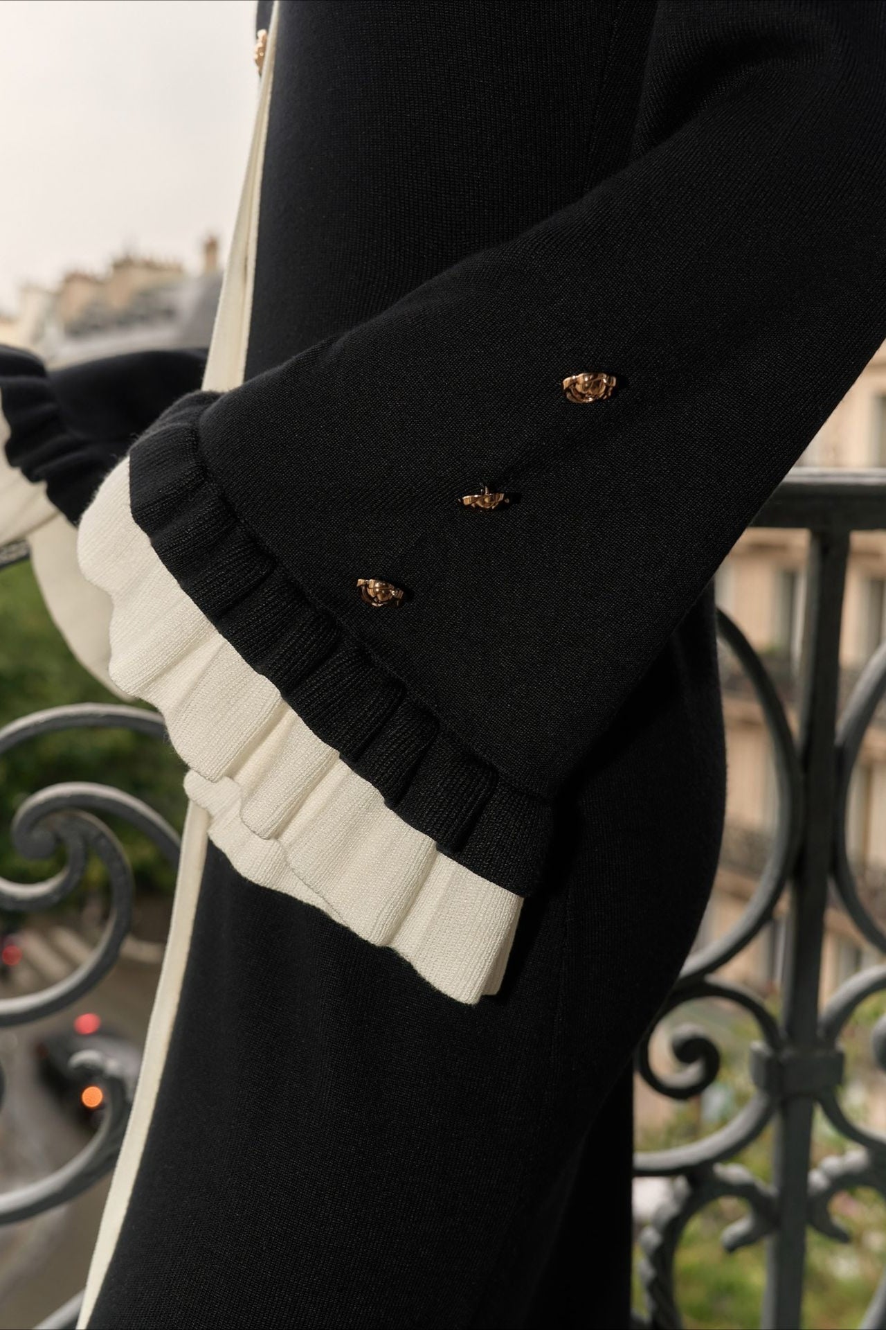 Colorblock Knit V Neck Maxi Dress