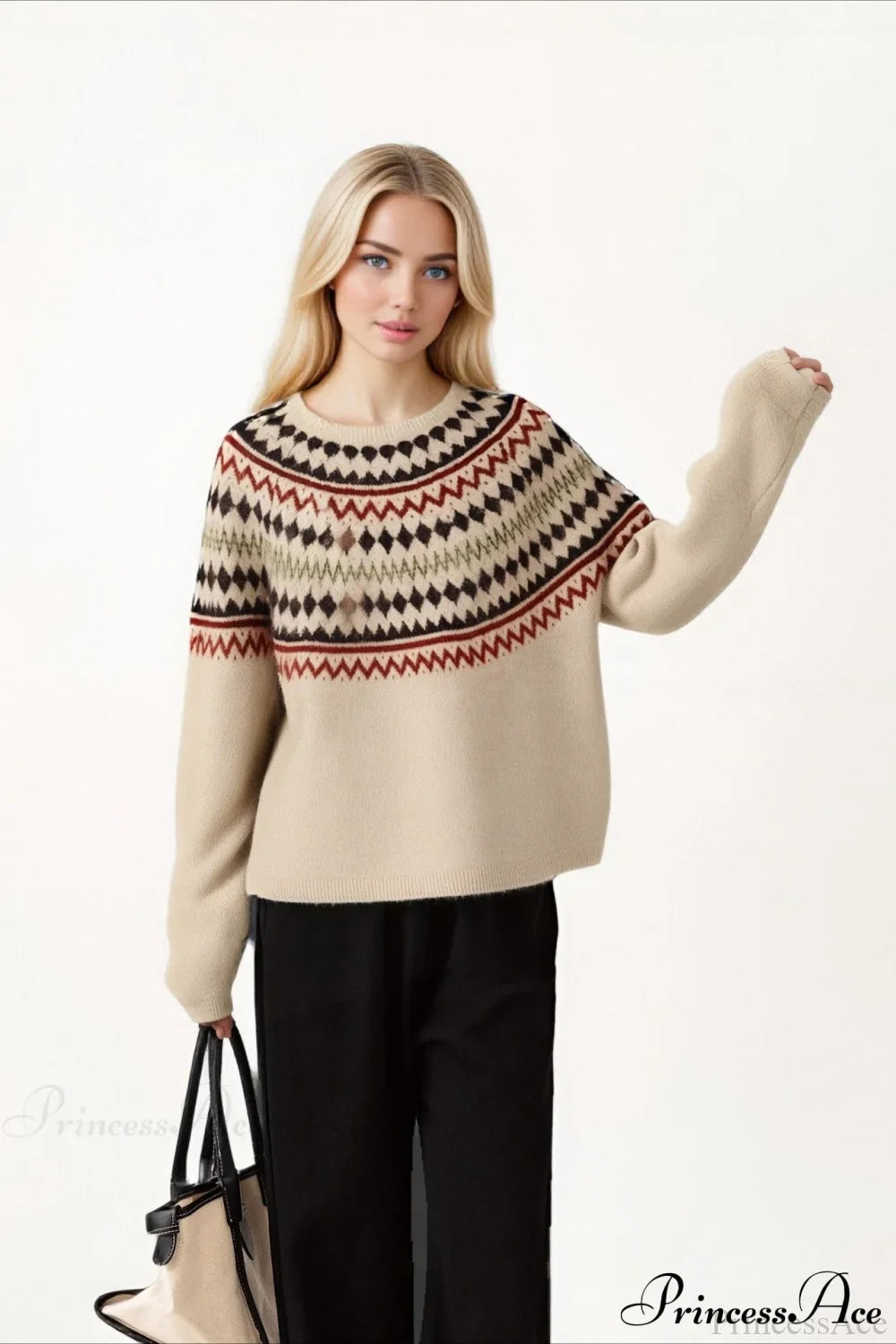 Plus Size Fair Isle Crewneck Sweater from PrincessAce