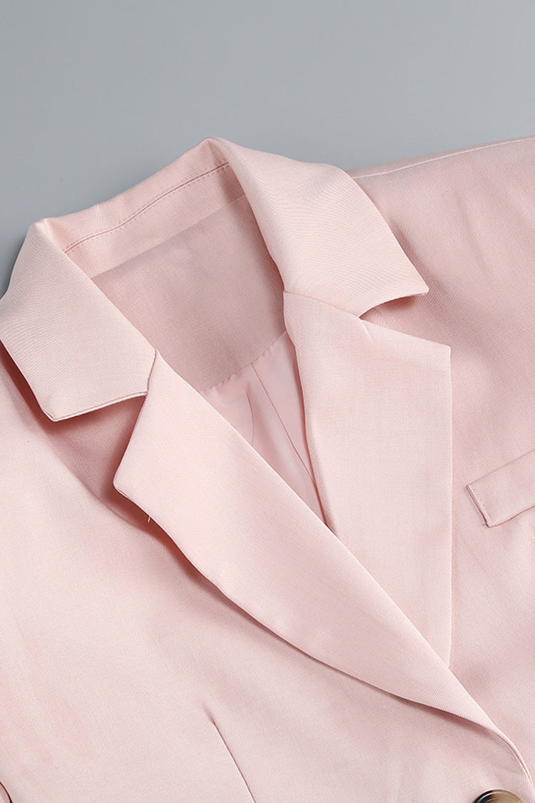 Fancy Feather Trim High Waist Long Sleeve Crop Blazer Two Piece Mini Dress - Fashionpara