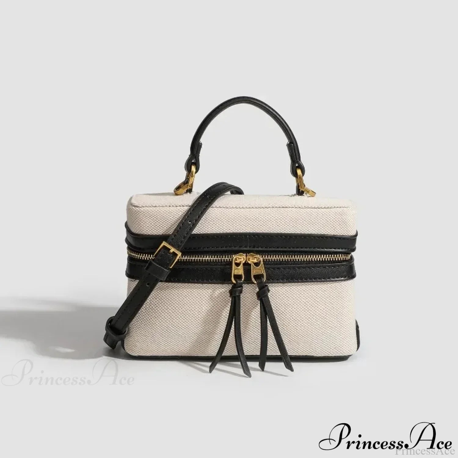 Fashion Box Canvas Shoulder Crossbody Bag Black shoulder-250126