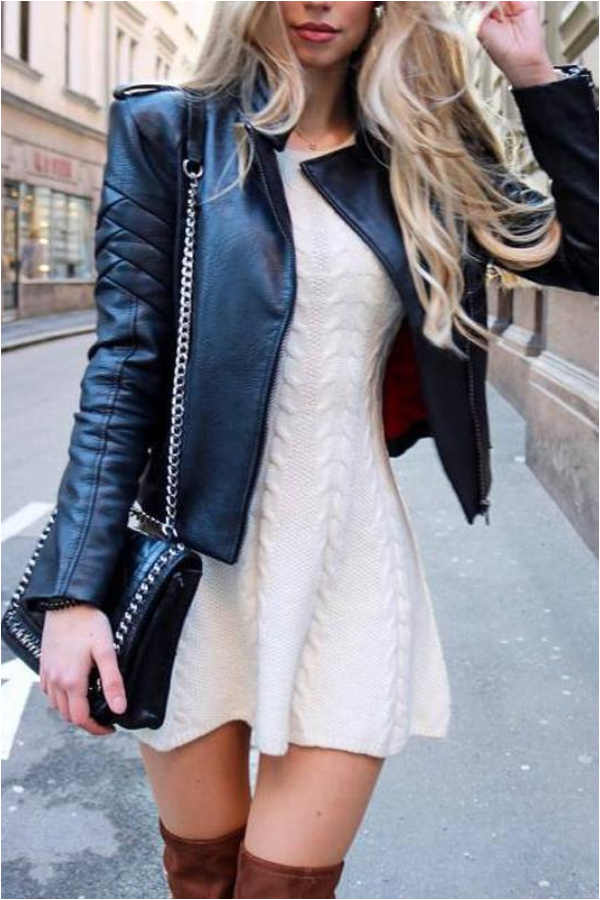 Fashion Solid Color Sweater Dress Fashionpara