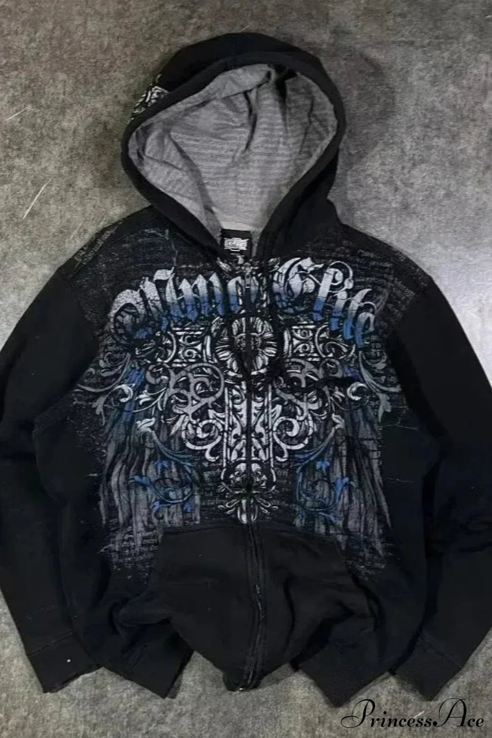 Fashion Trend Fleece Padded Zipper Hoodie Black 8 / M