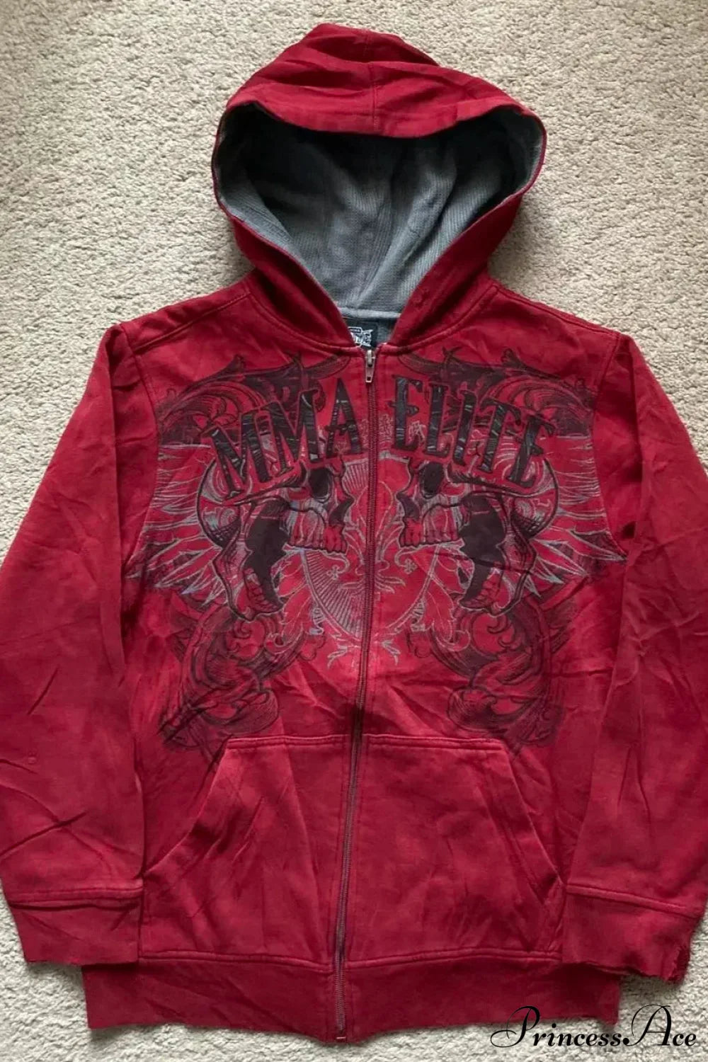 Fashion Trend Fleece Padded Zipper Hoodie Red / M