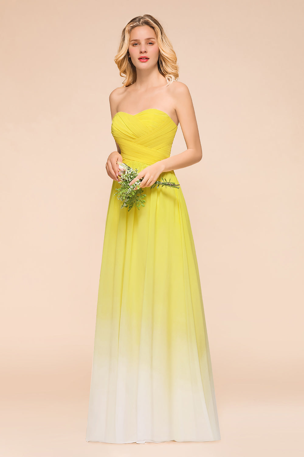 Fashionable Sweetheart Ruffle Yellow Ombre Bridesmaid Dresses - Fashionpara