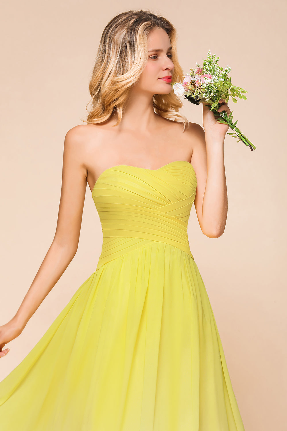 Fashionable Sweetheart Ruffle Yellow Ombre Bridesmaid Dresses - Fashionpara