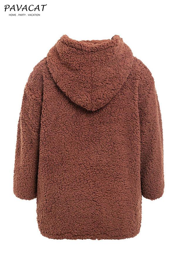 Thick Hooded Teddy Coat in Luxurious Faux Lambswool