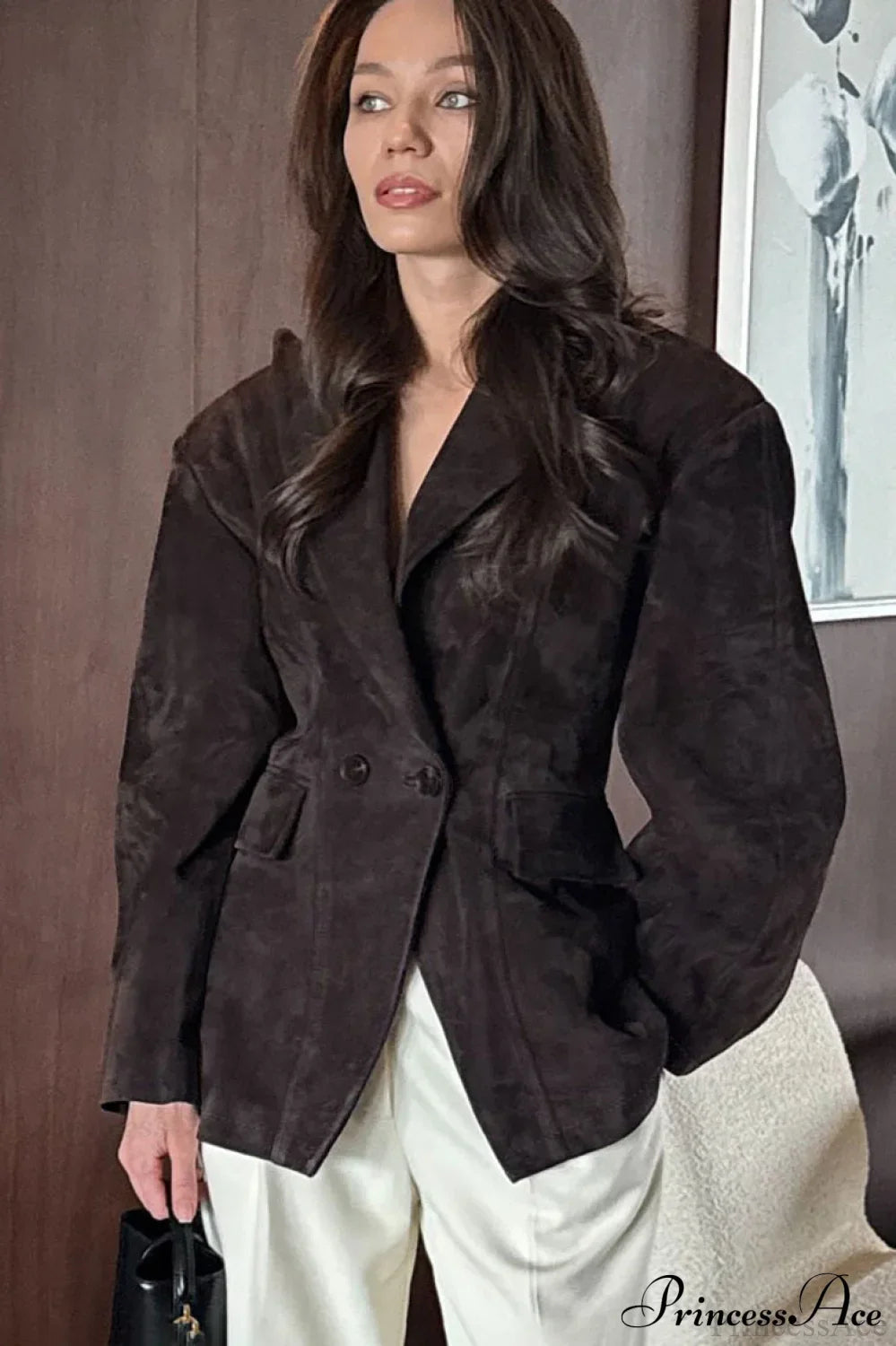 Elegant Faux Suede Blazer Coat for Stylish Sophistication