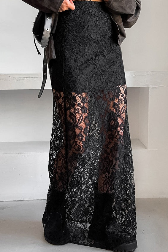 Lace Cutout A-Line Skirt