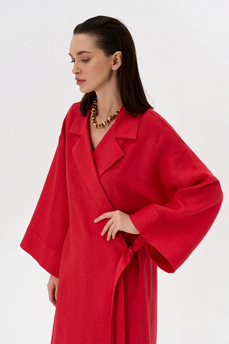 Long Sleeve Cotton Linen Shirt Coat 5