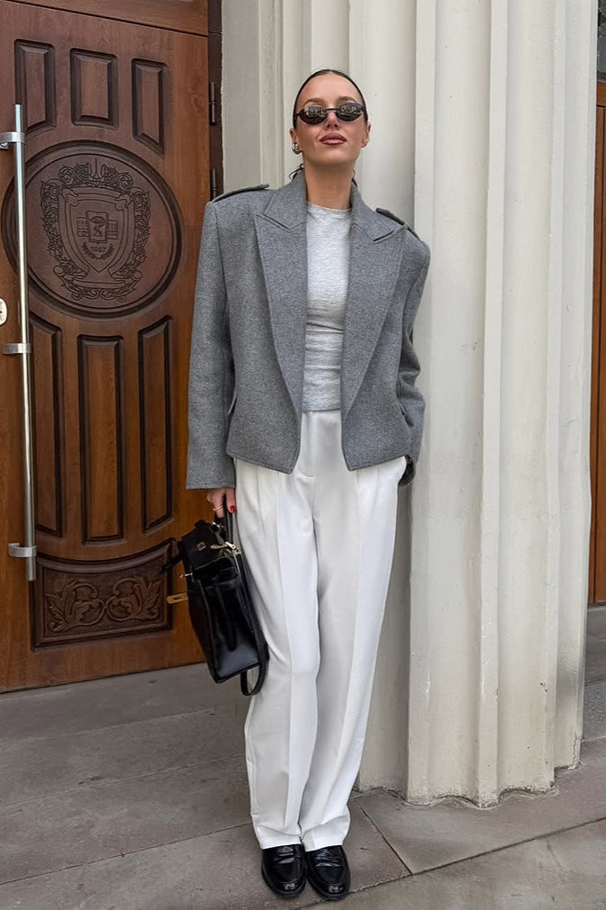 PrincessAce Vintage Wool Blazer with Wide Collar Design