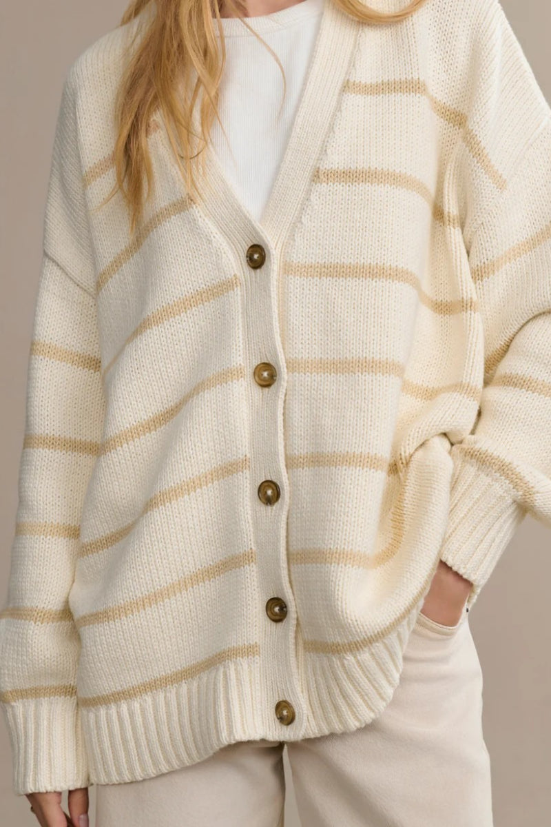 Stylish Cotton Striped Cardigan Sweater for Effortless Elegance