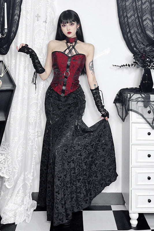 Jacquard Halter Bodycon Bustier Corset