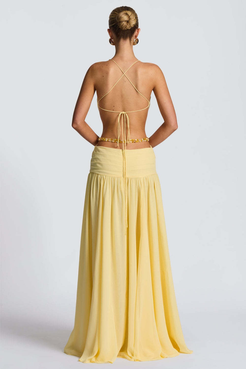 Plunge V-Neck Halter Neck High Slit Chiffon Maxi Gown 8