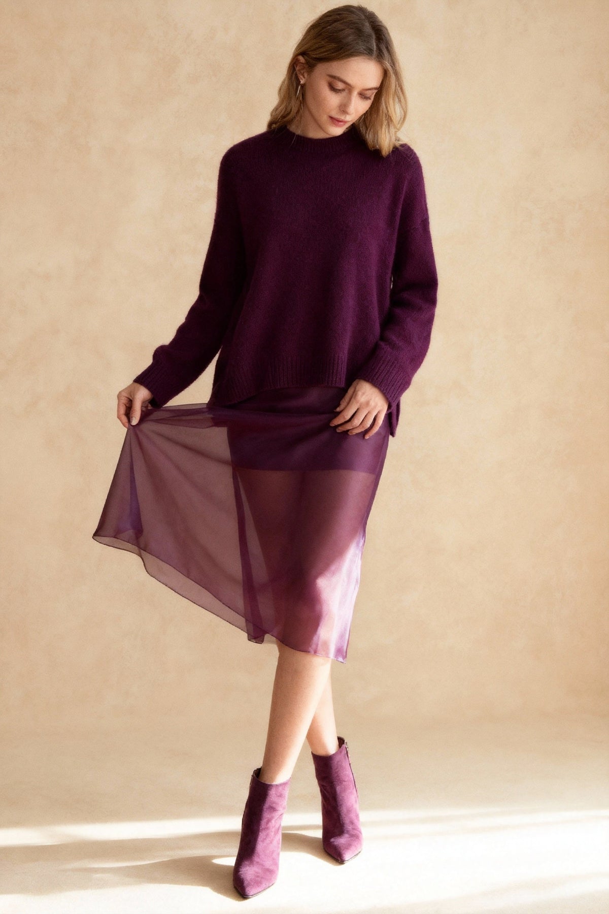 Sheer High Waist Midi Skirt