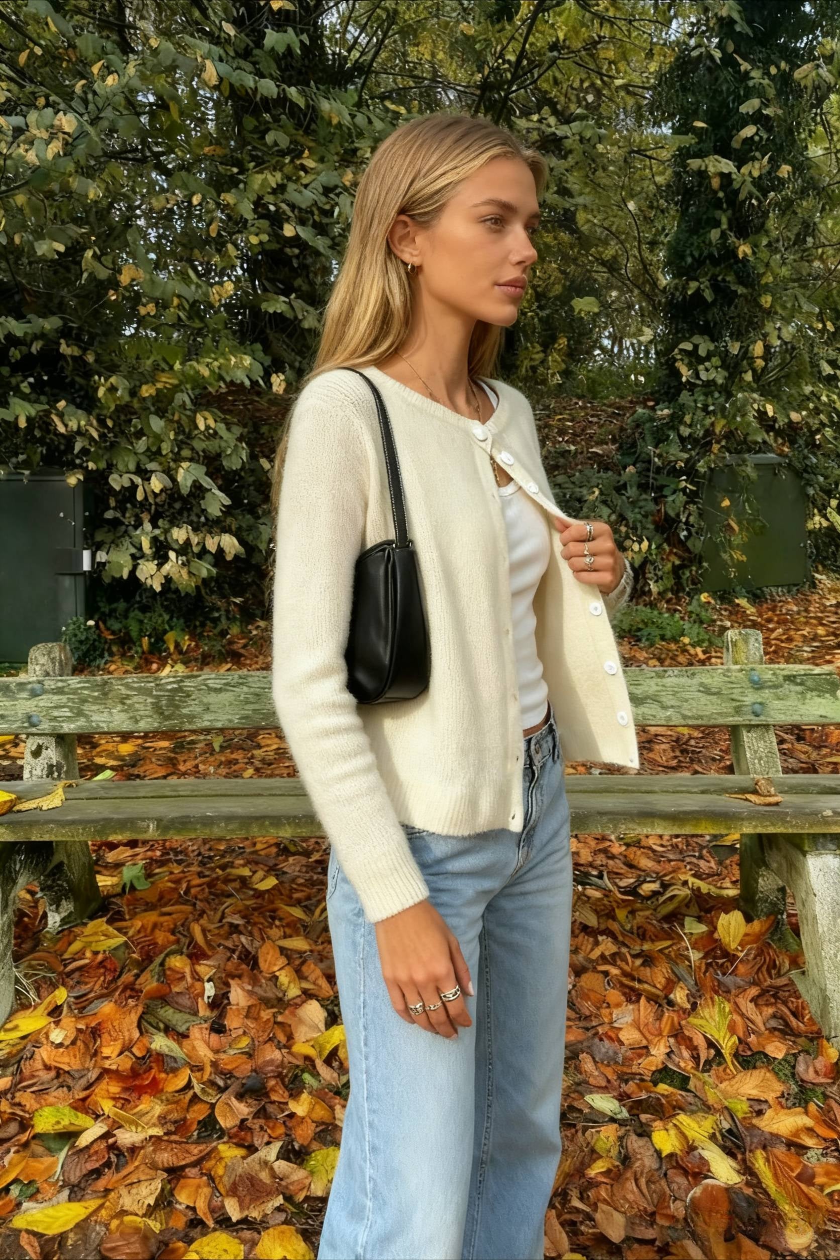 Retro Round Neck Long Sleeve Knit Cardigan - Fashionpara