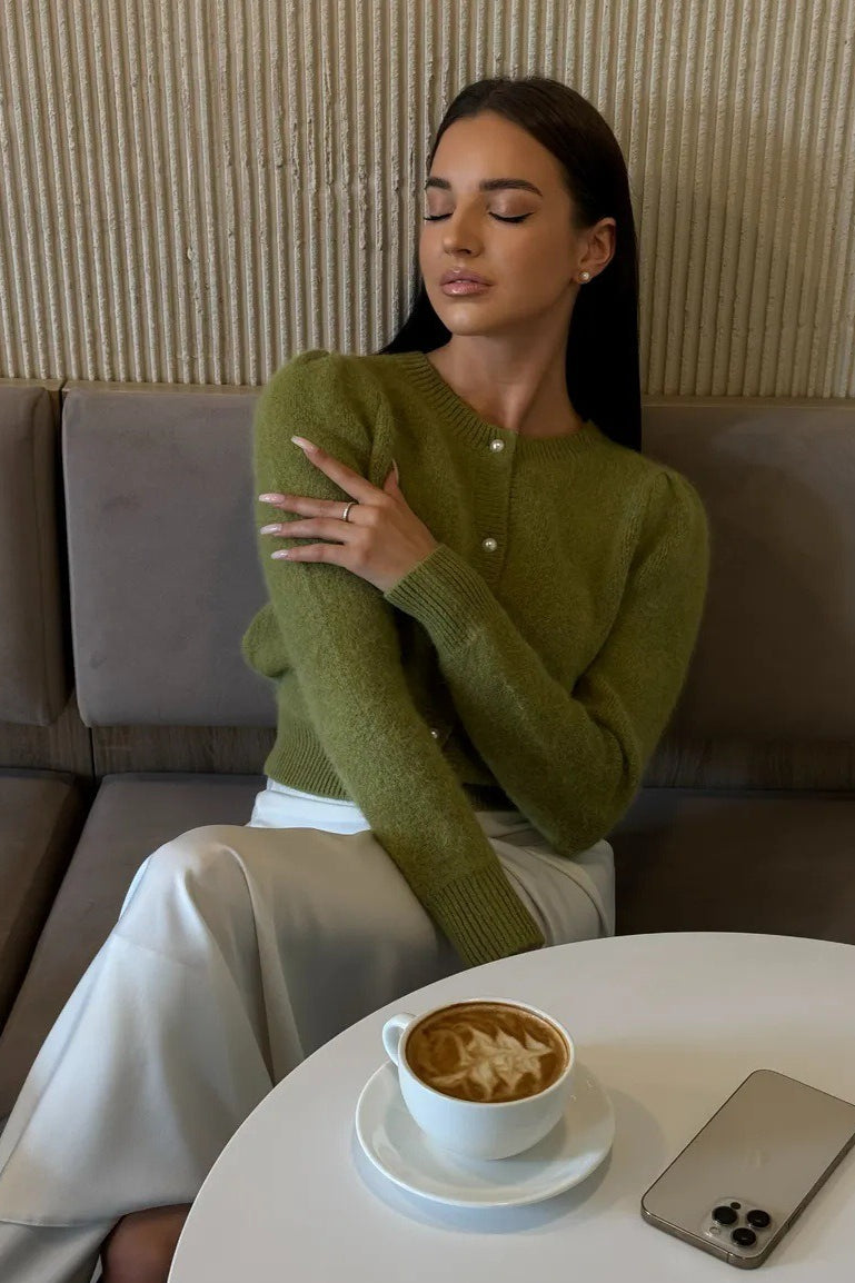 Minimalist Crew Neck Button Front Knit Cardigan 11