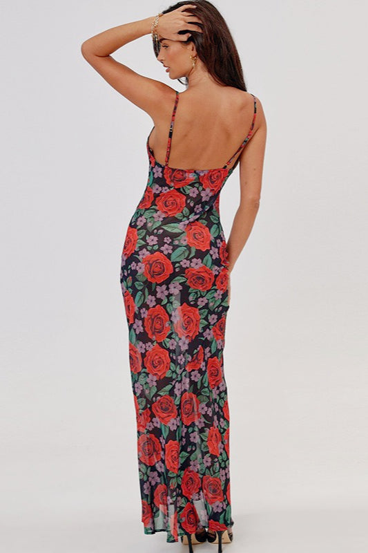 V Neck Floral Slip Dress
