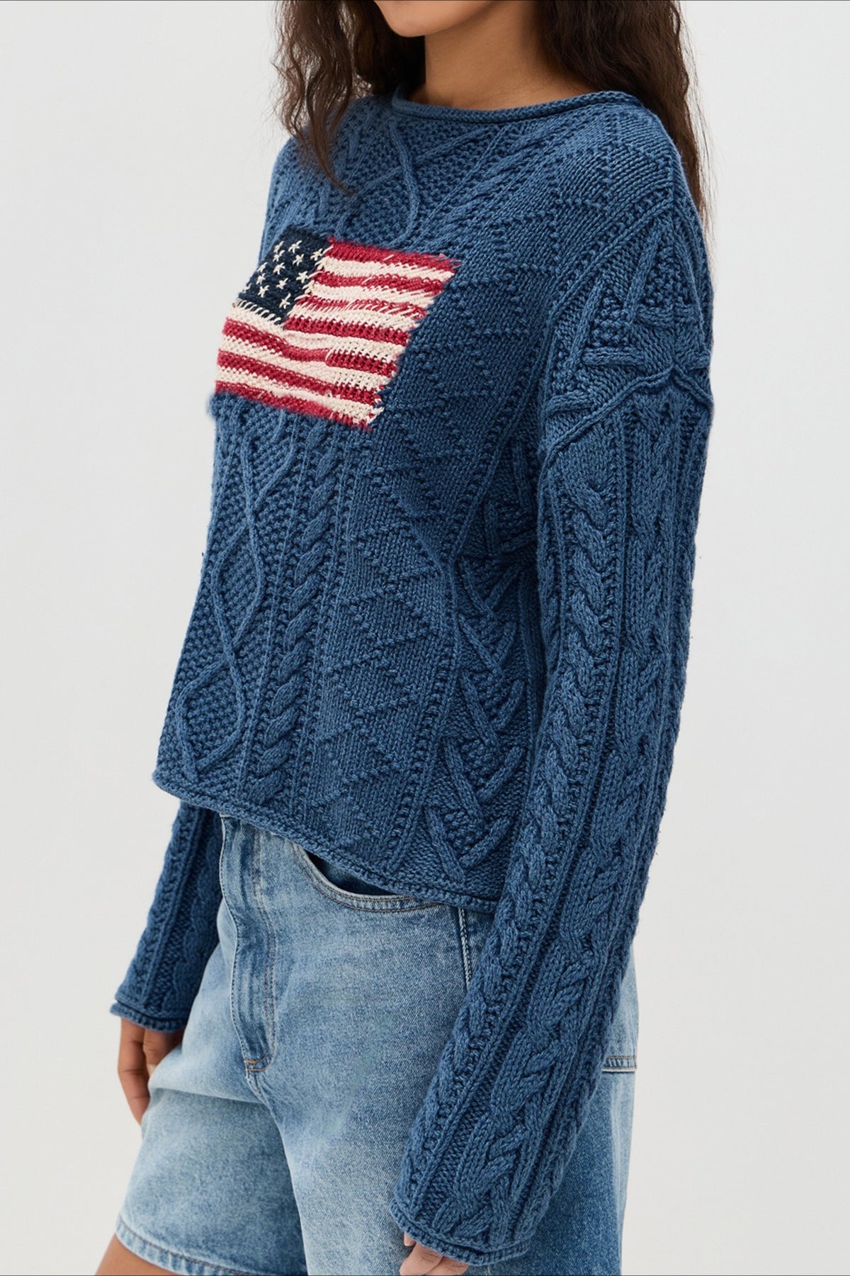 Vintage Loose Knit Flag Blouse