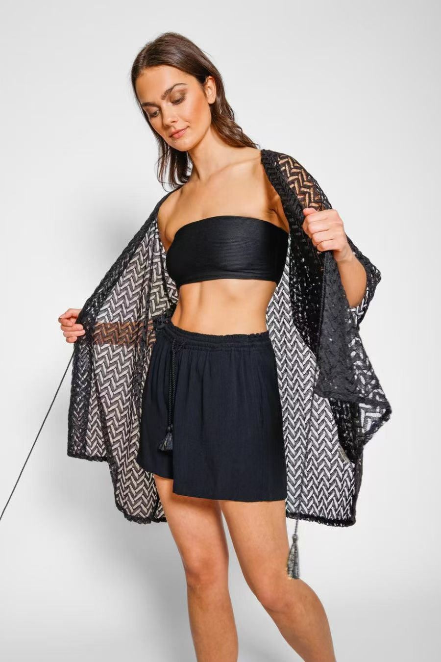 Open Knit V Neck Beach Cover Up