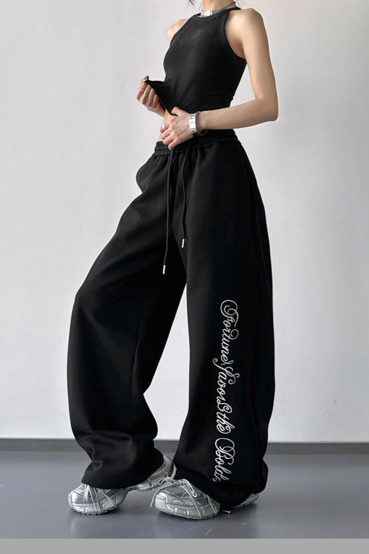 High Waist Wide Leg Straight Casual Pants