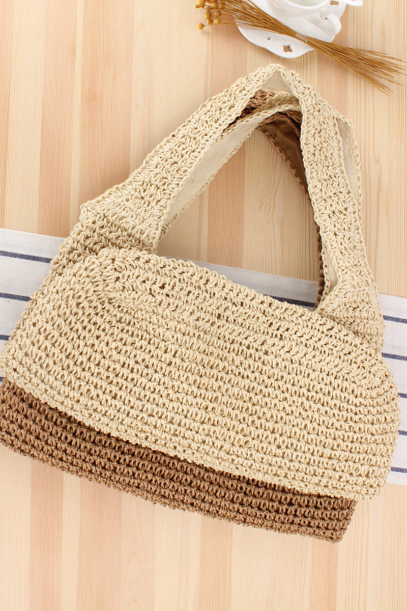Casual Woven Straw Beach Bag with zipper - Fashionpara