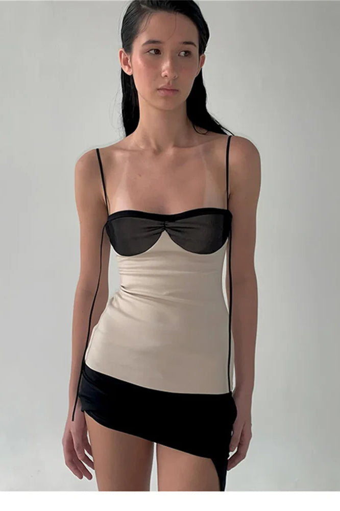 Patchwork Backless Mini Dress