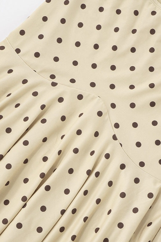 Polka Dot Ruched Maxi Two Pieces Set - Fashionpara