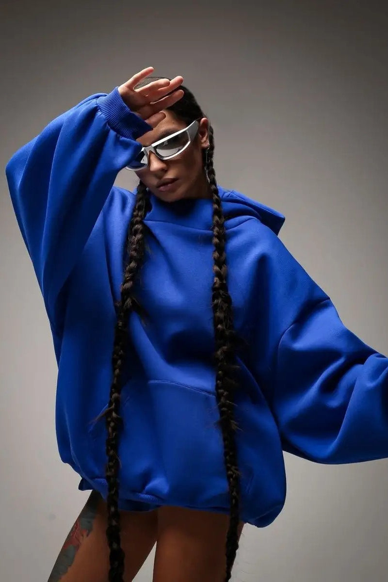 Oversized Hooded Sweatshirt with Back Print Hoodie - Fashionpara