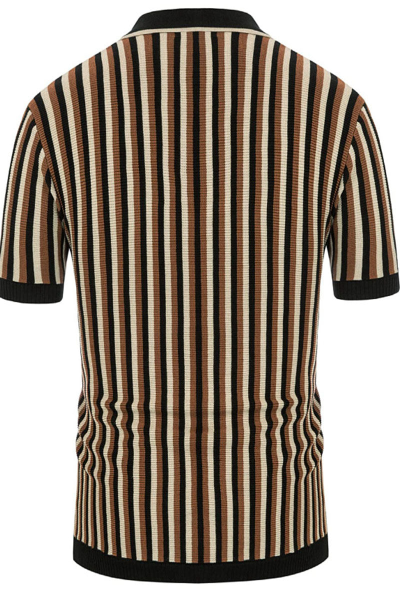 Uniqshe Men's Striped Polo Cardigan for Business Casual Wear