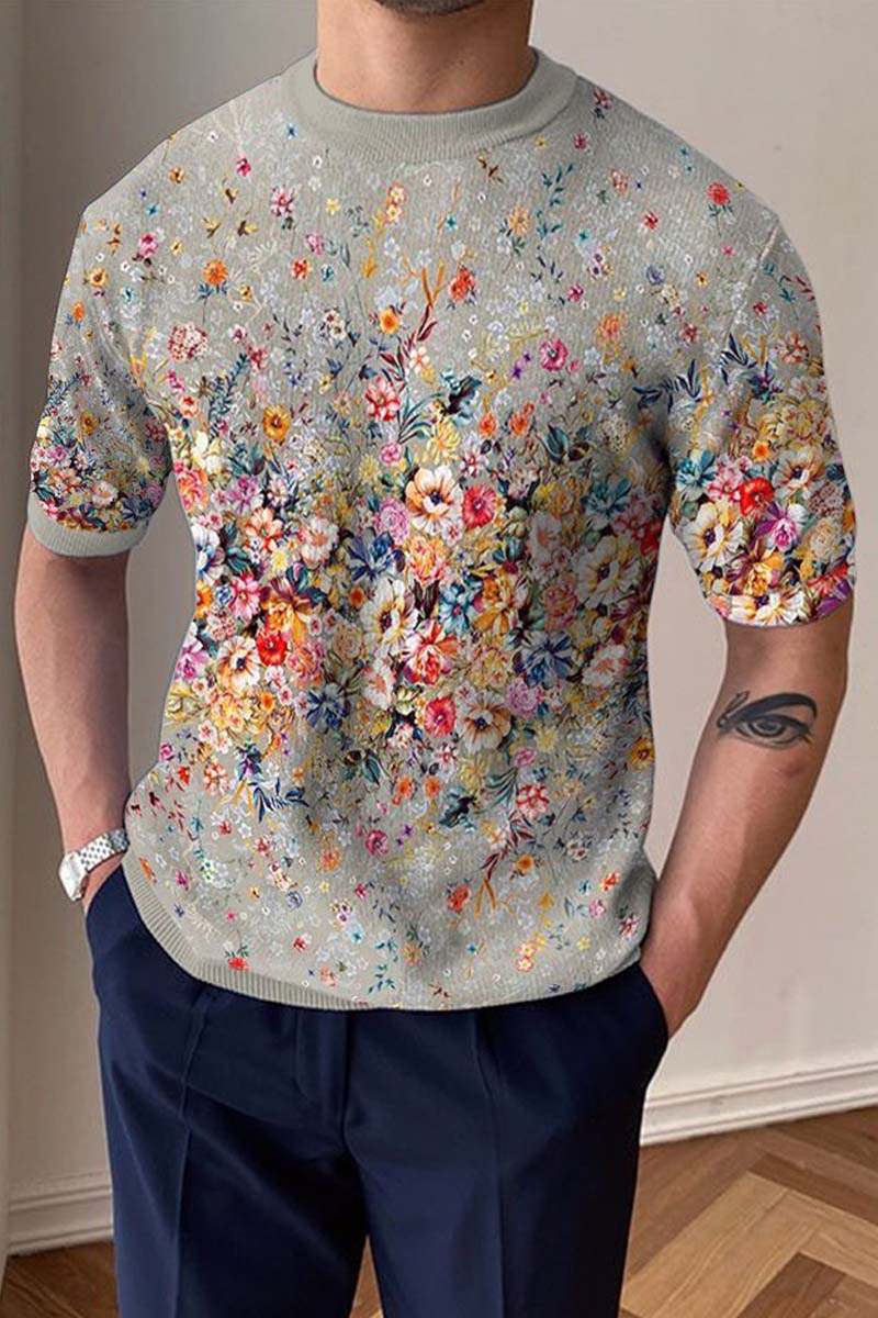 Men's Round Neck Knitted T-Shirt - Fashionpara