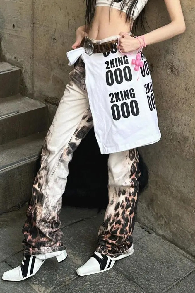 Hip-Hop Leopard Baggy Jeans