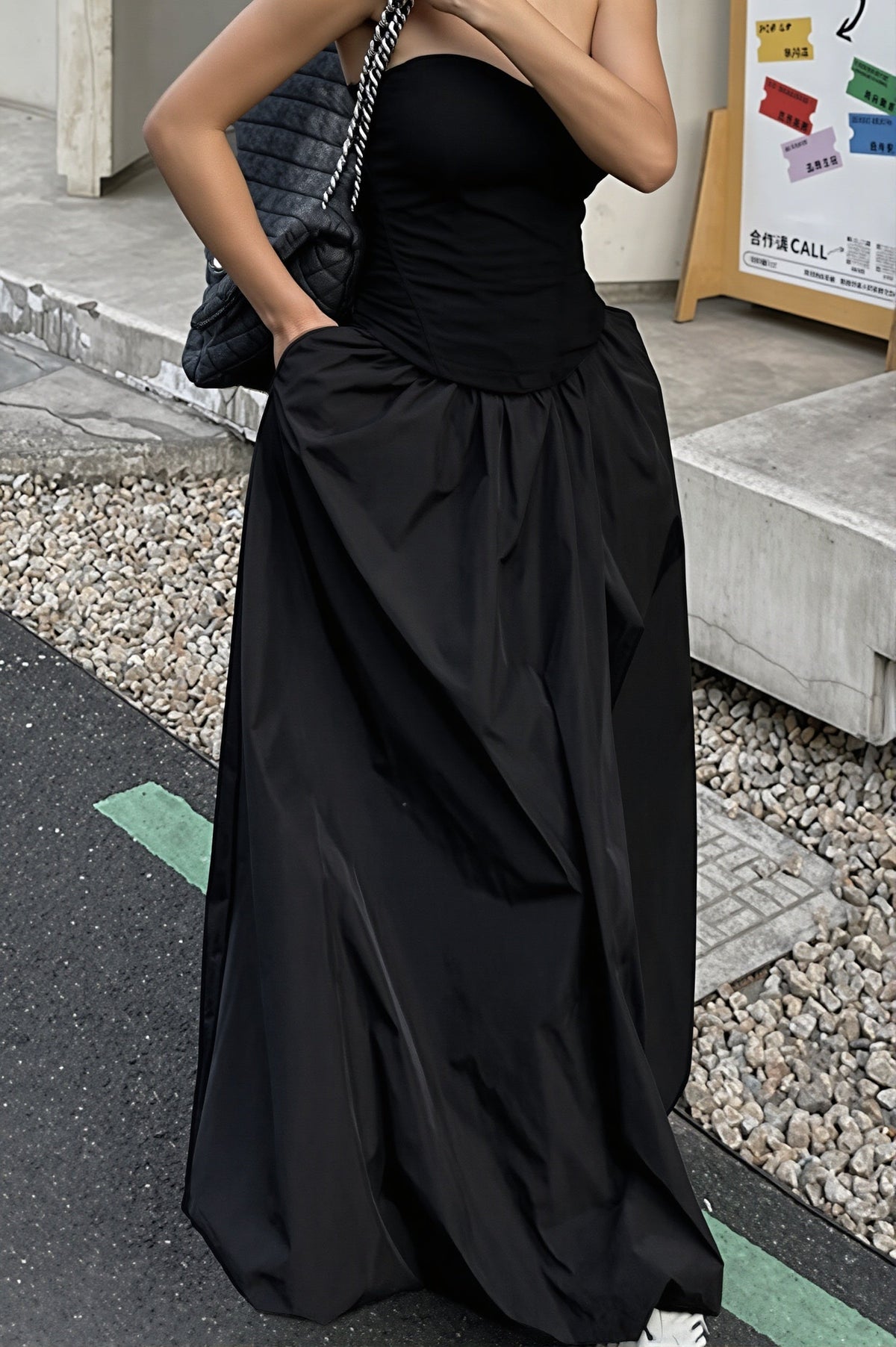 High Waist Bubble Maxi Skirt
