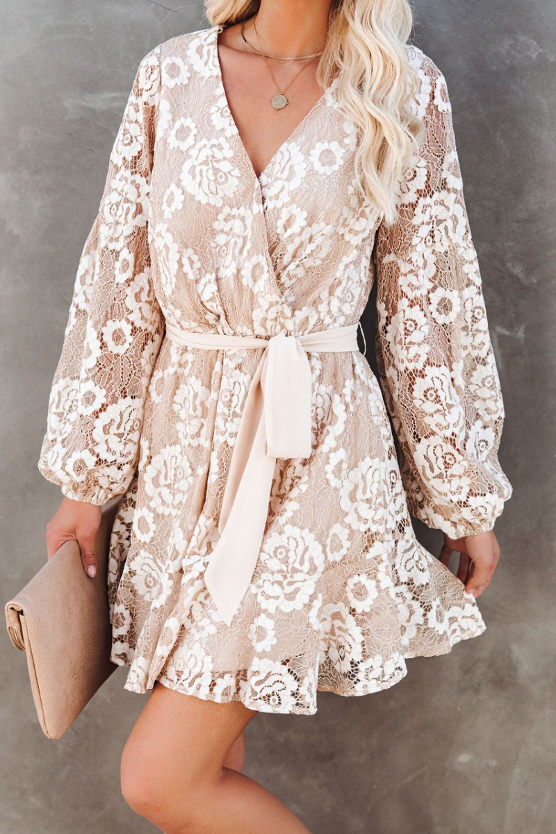 V collar Bohemia matou Mini dress