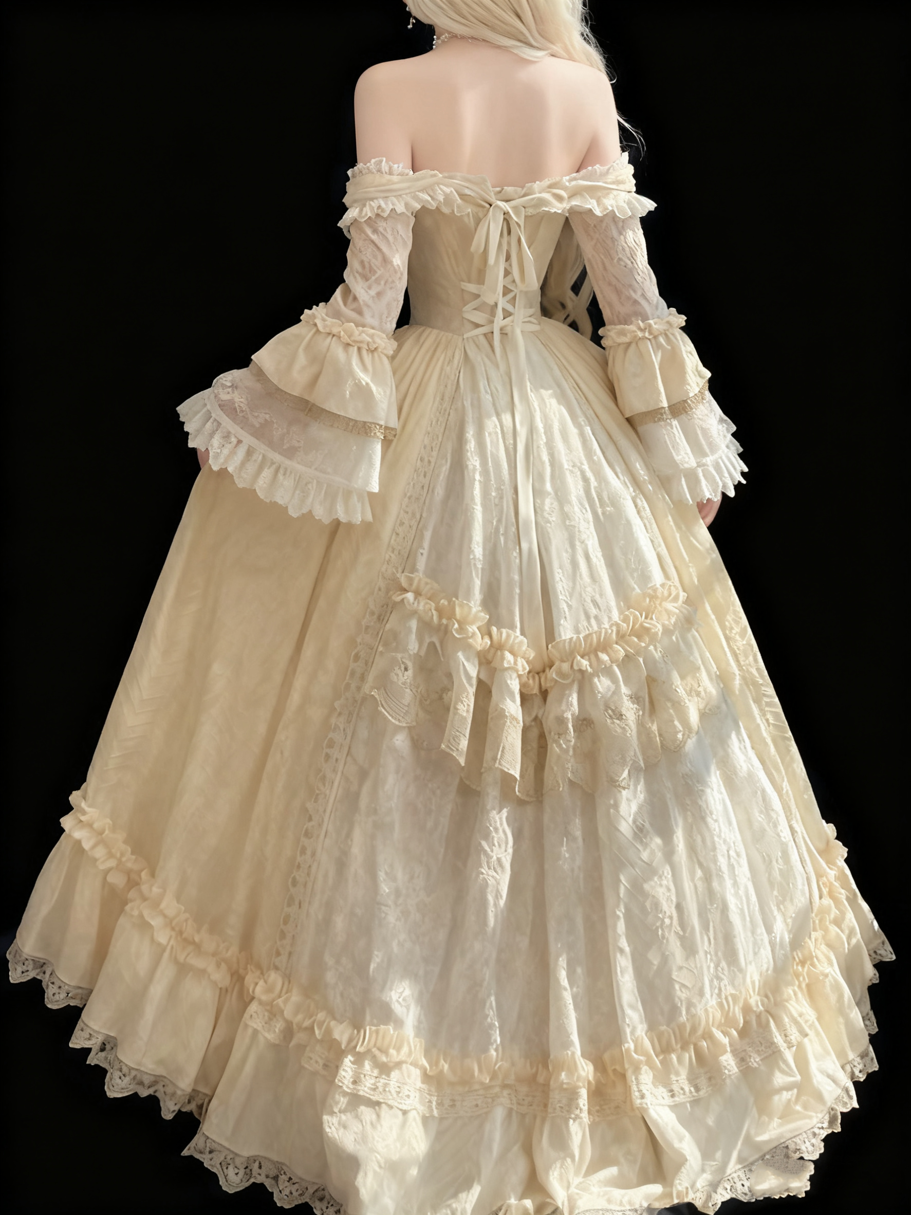 A Line Off Shoulder Ball Gown Wedding Dress Lace Princess Dress