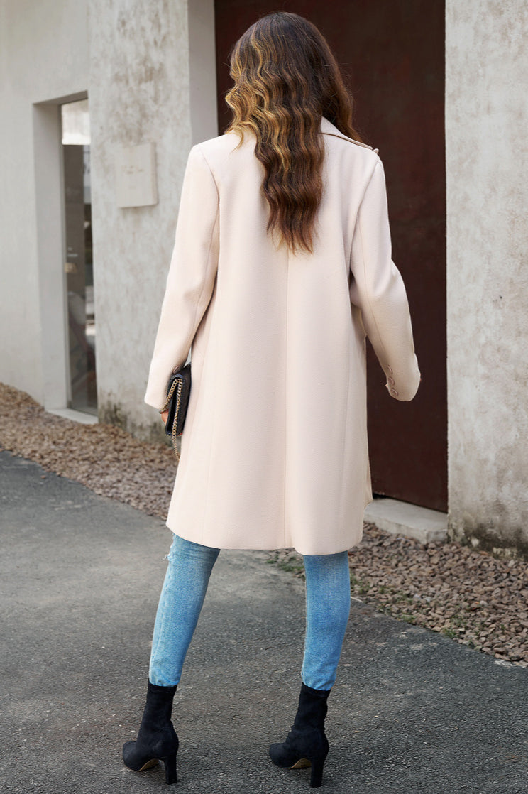 Wool Blend Solid Longline Coat
