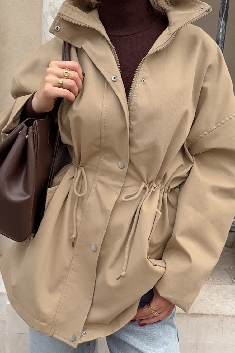 Stylish Midi Drawstring Trench Coat for Effortless Chic