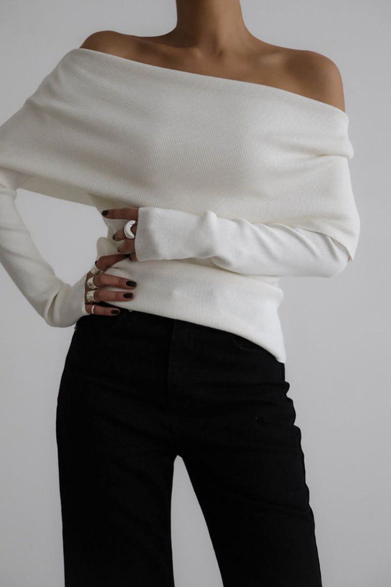 Slim Fit Slit Neck Long Sleeve Knit Top 6