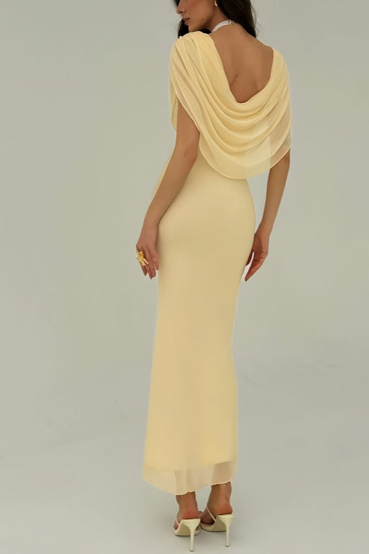 Cowl Neck Sleeveless Bodycon Formal Maxi Dress - View 2