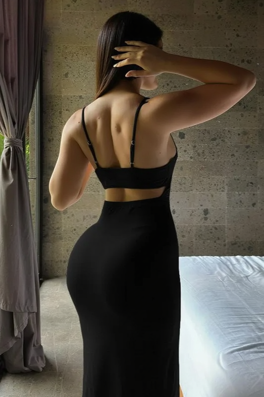 Scoop Neck Spaghetti Strap Ribbed Bodycon Maxi Dress 8