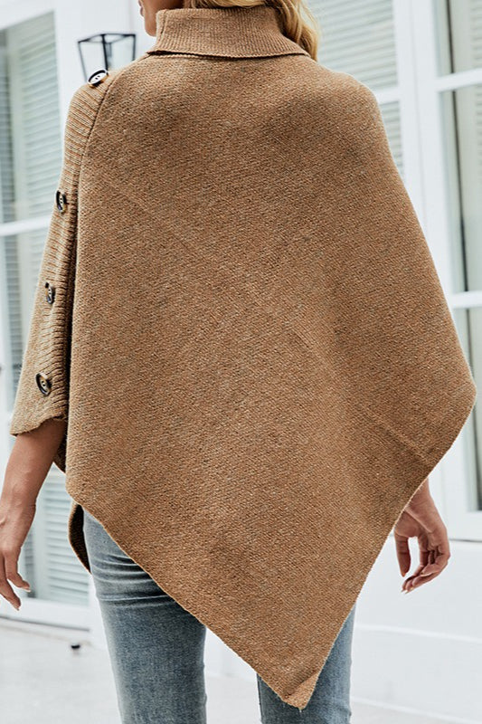 Asymmetric Turtleneck Cape Knit Sweater 4