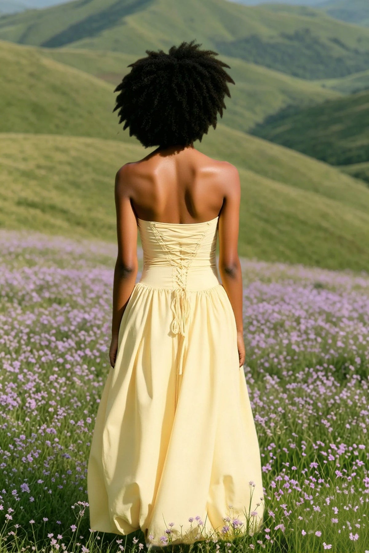 Strapless Ruched Drop Waist High Low Maxi Dress 3