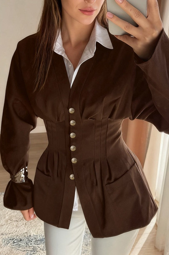 Pleated Waist Peplum Jacket