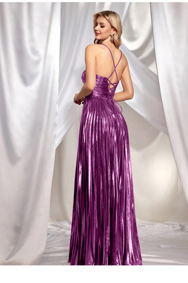 Sleeveless Backless Halter Sexy Slit Formal Dress