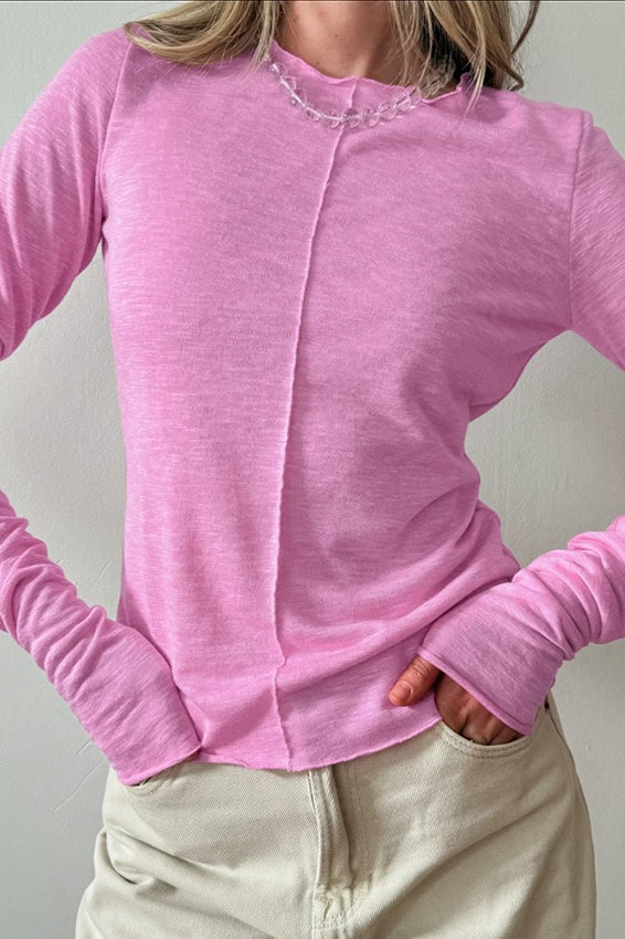 White Crew Neck Long-Sleeve Layering Knit Top 4