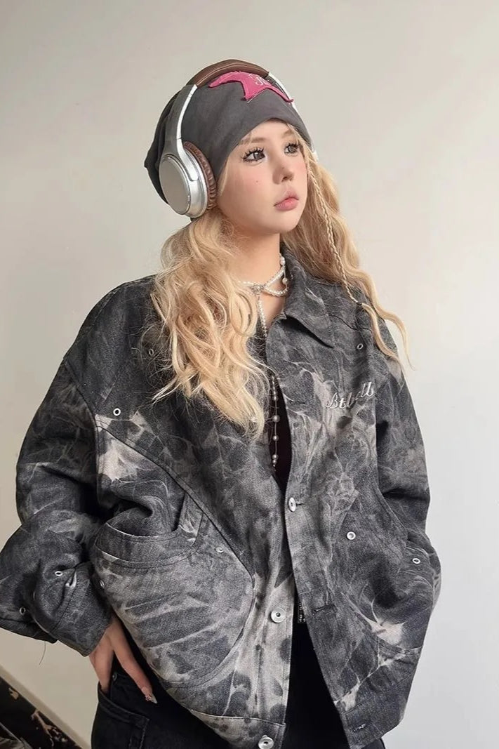 Vintage Y2K Tie-Dyed Denim Jacket